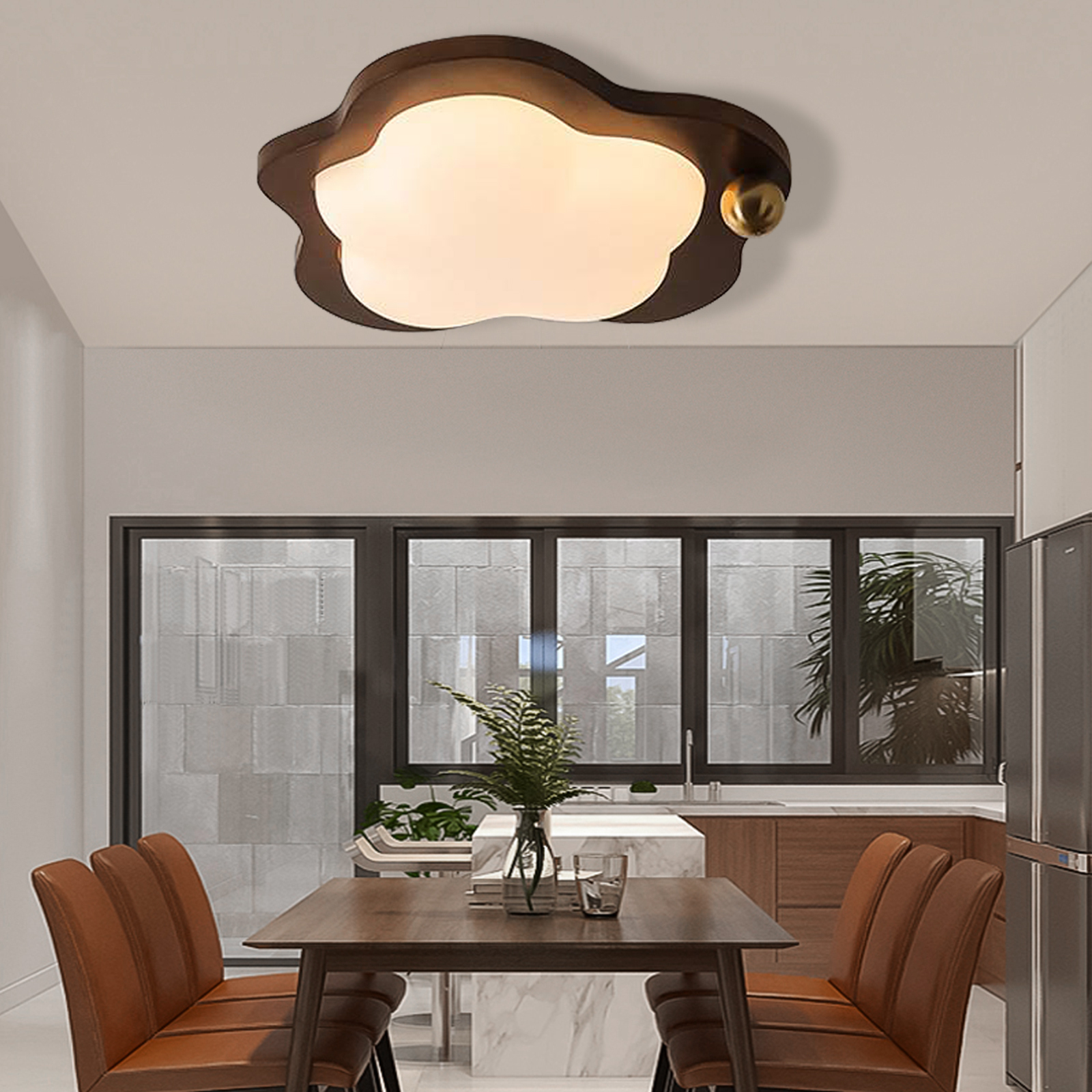 New Chinese style walnut eye protection ceiling lamp-labpiecesign