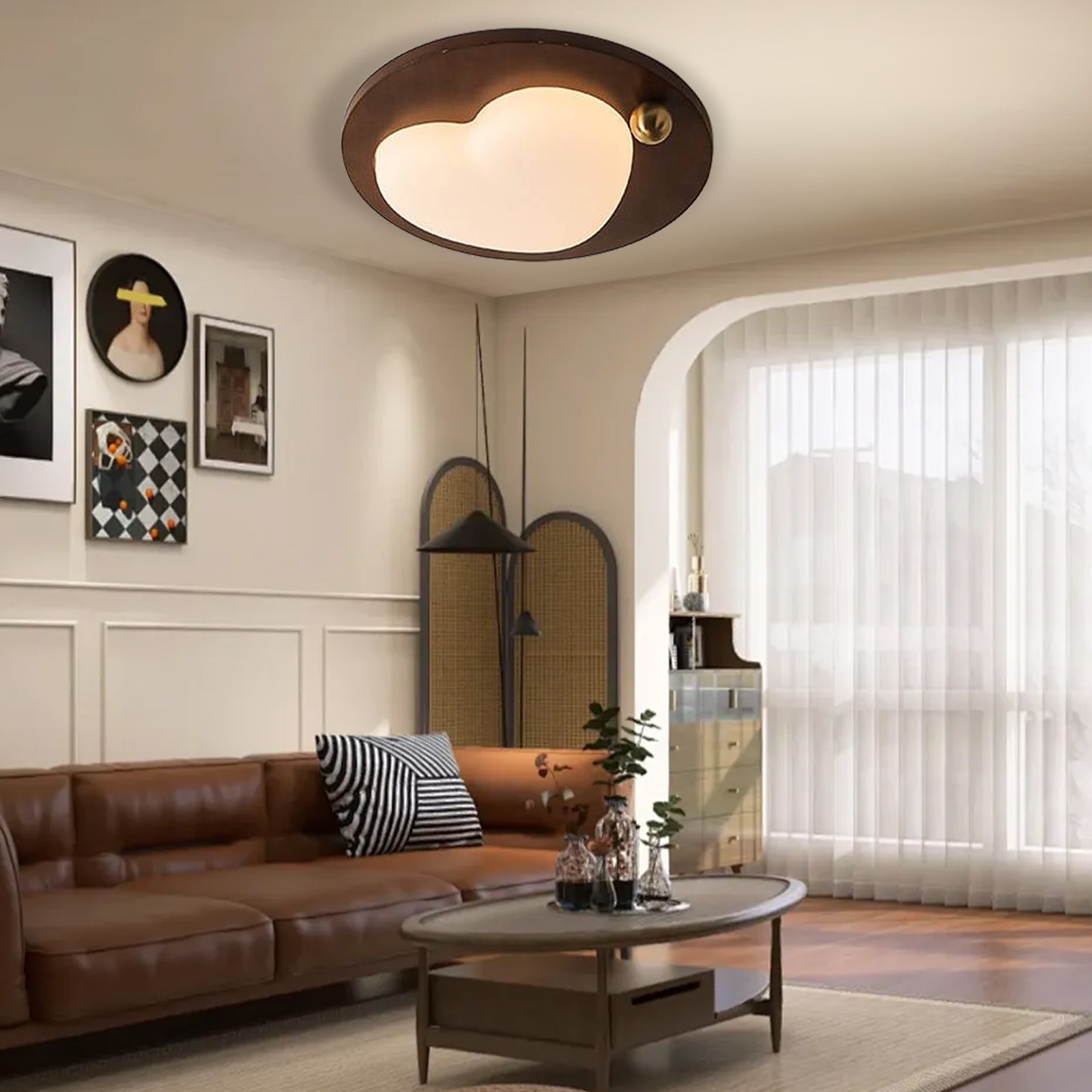 New Chinese style walnut eye protection ceiling lamp-labpiecesign