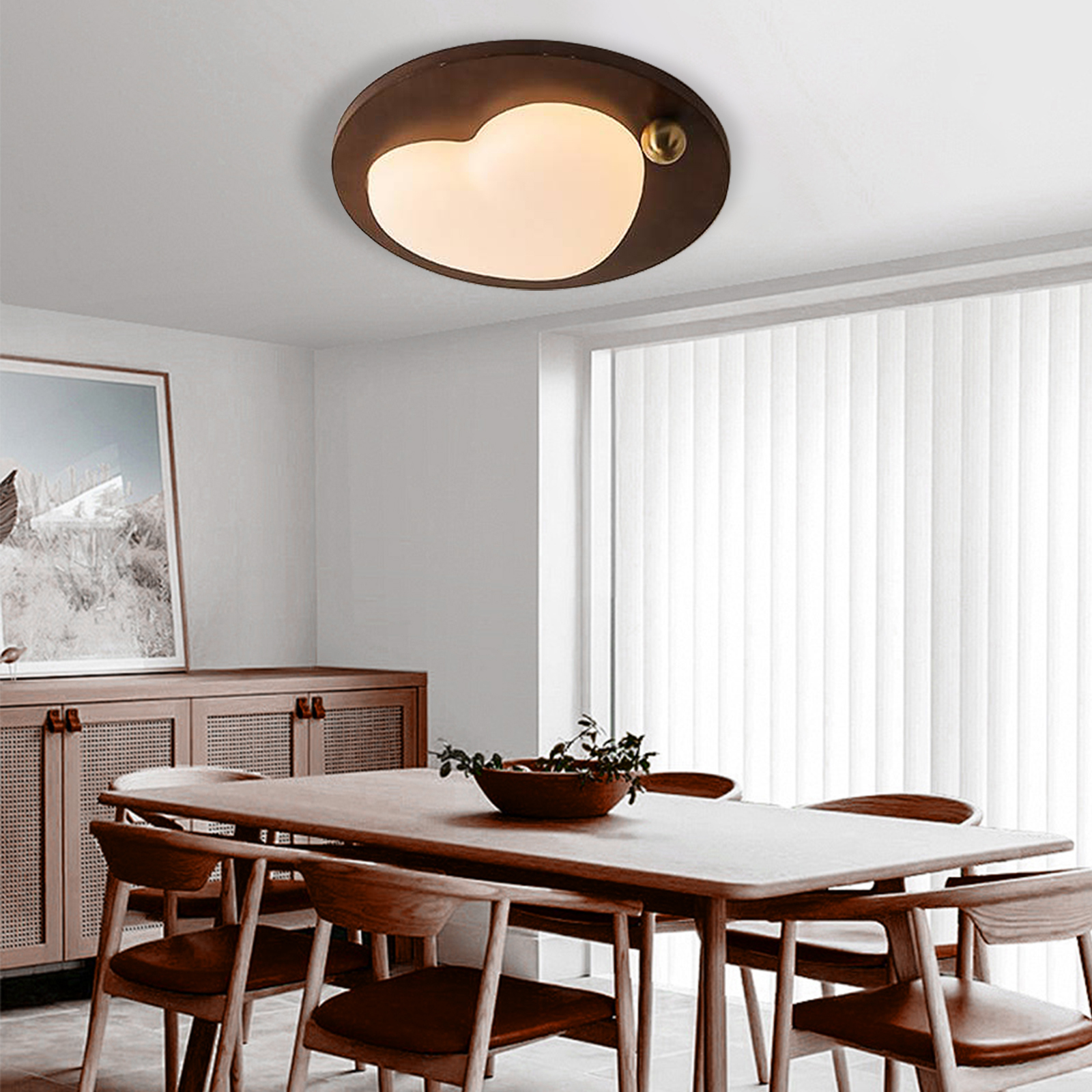 New Chinese style walnut eye protection ceiling lamp-labpiecesign