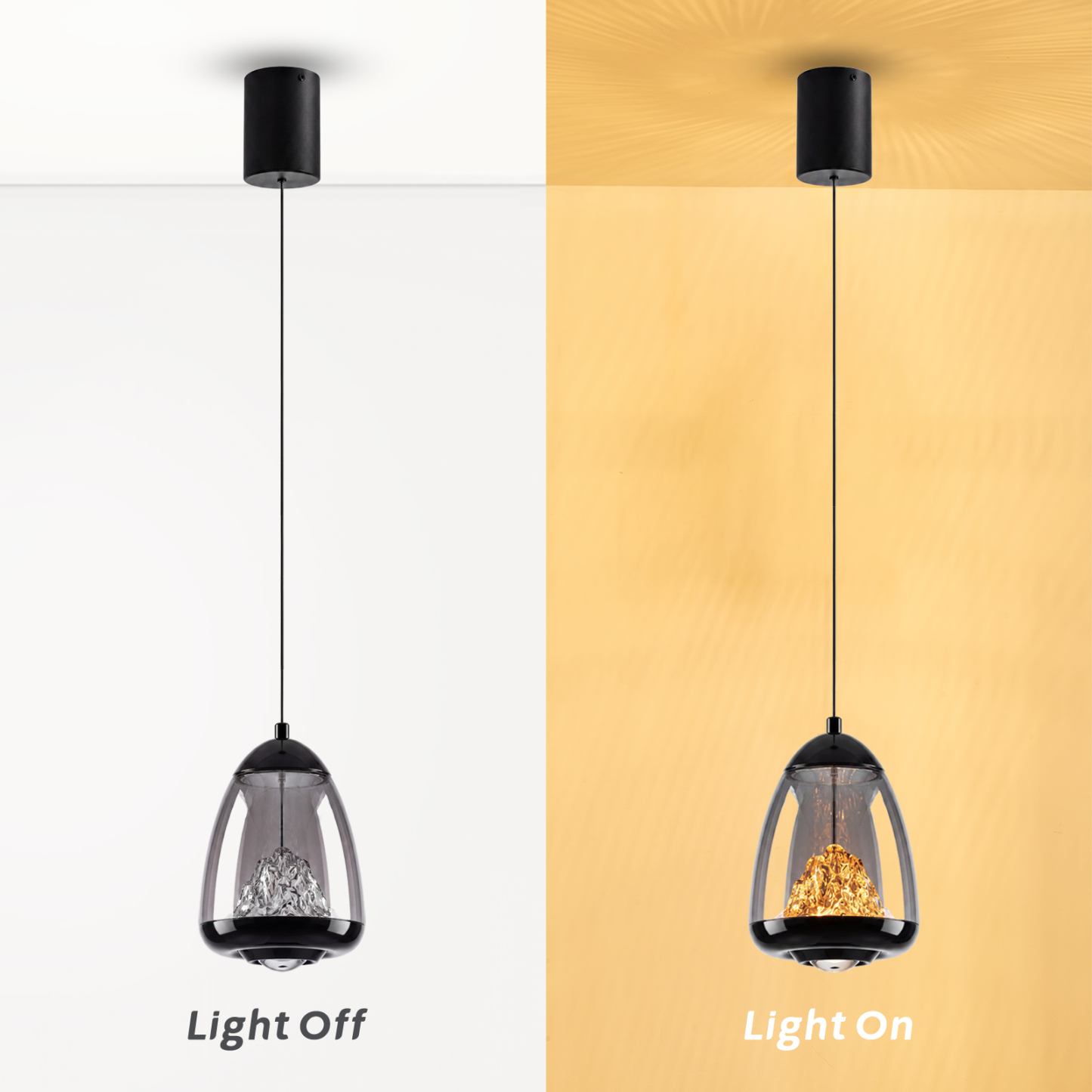 Modern Black Glass Pendant Light for Dining Room