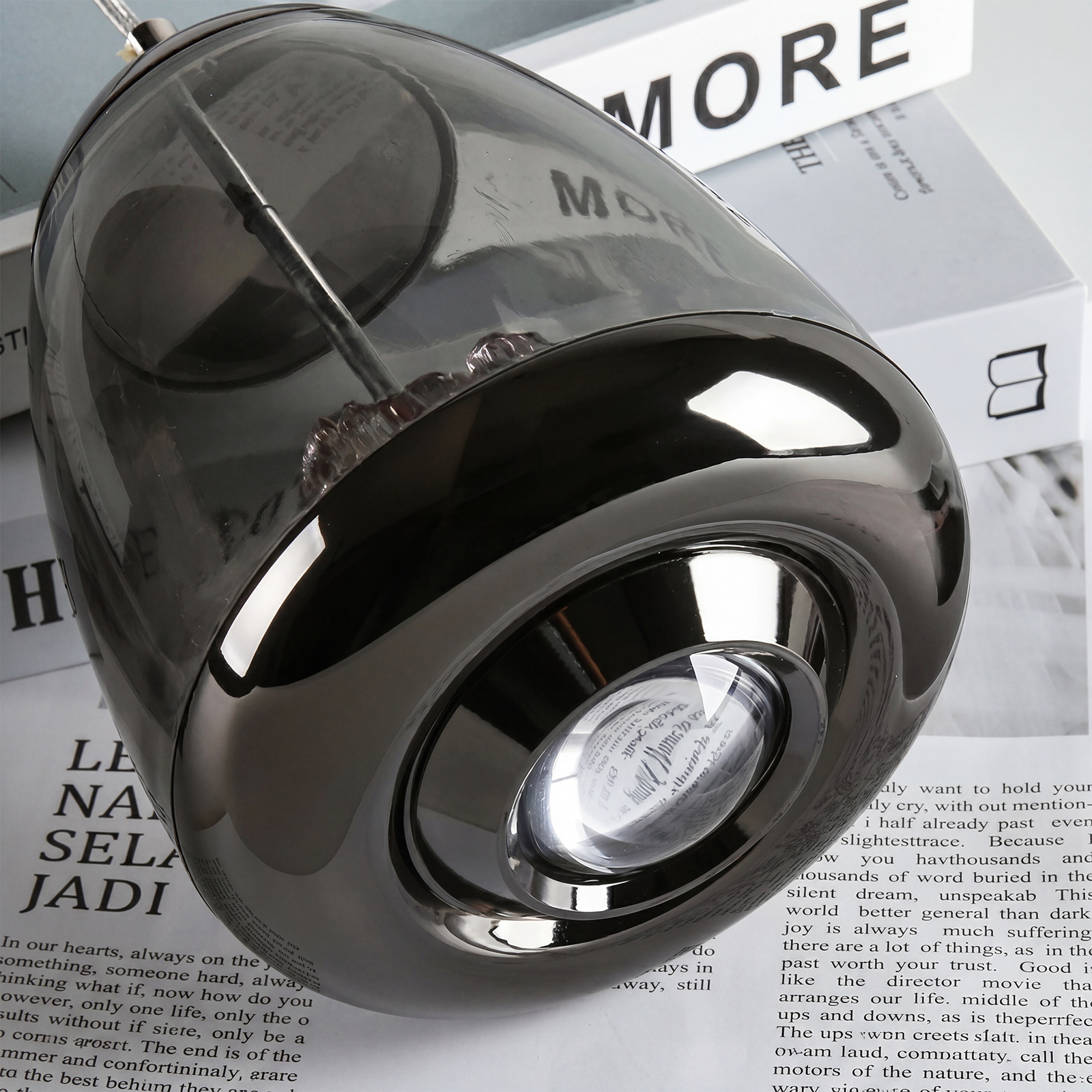 Modern Black Glass Pendant Light for Dining Room