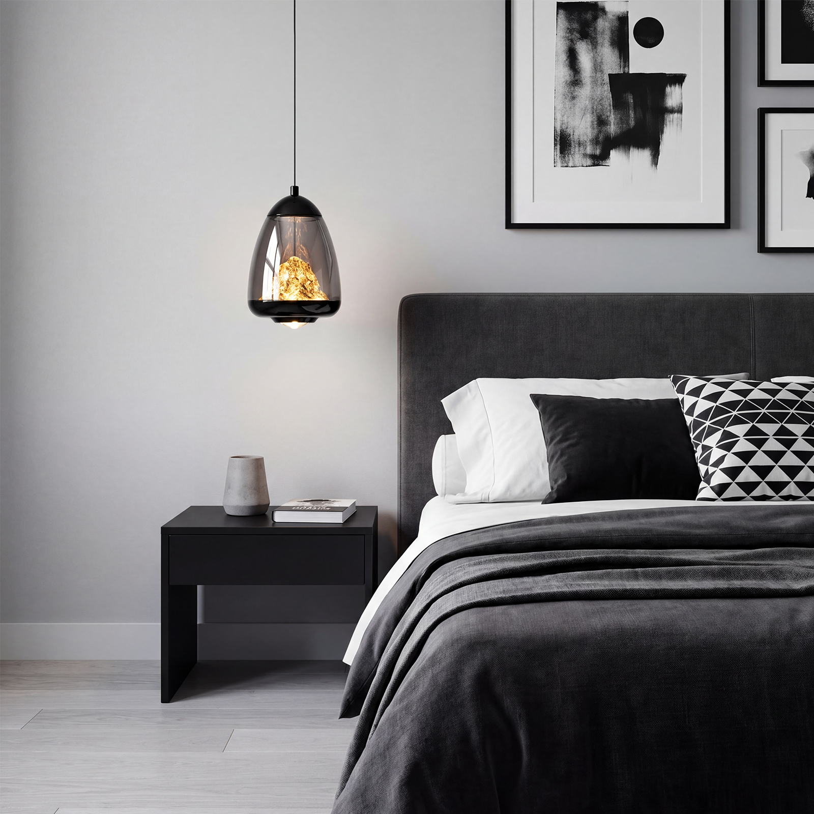 Modern Black Glass Pendant Light for Dining Room