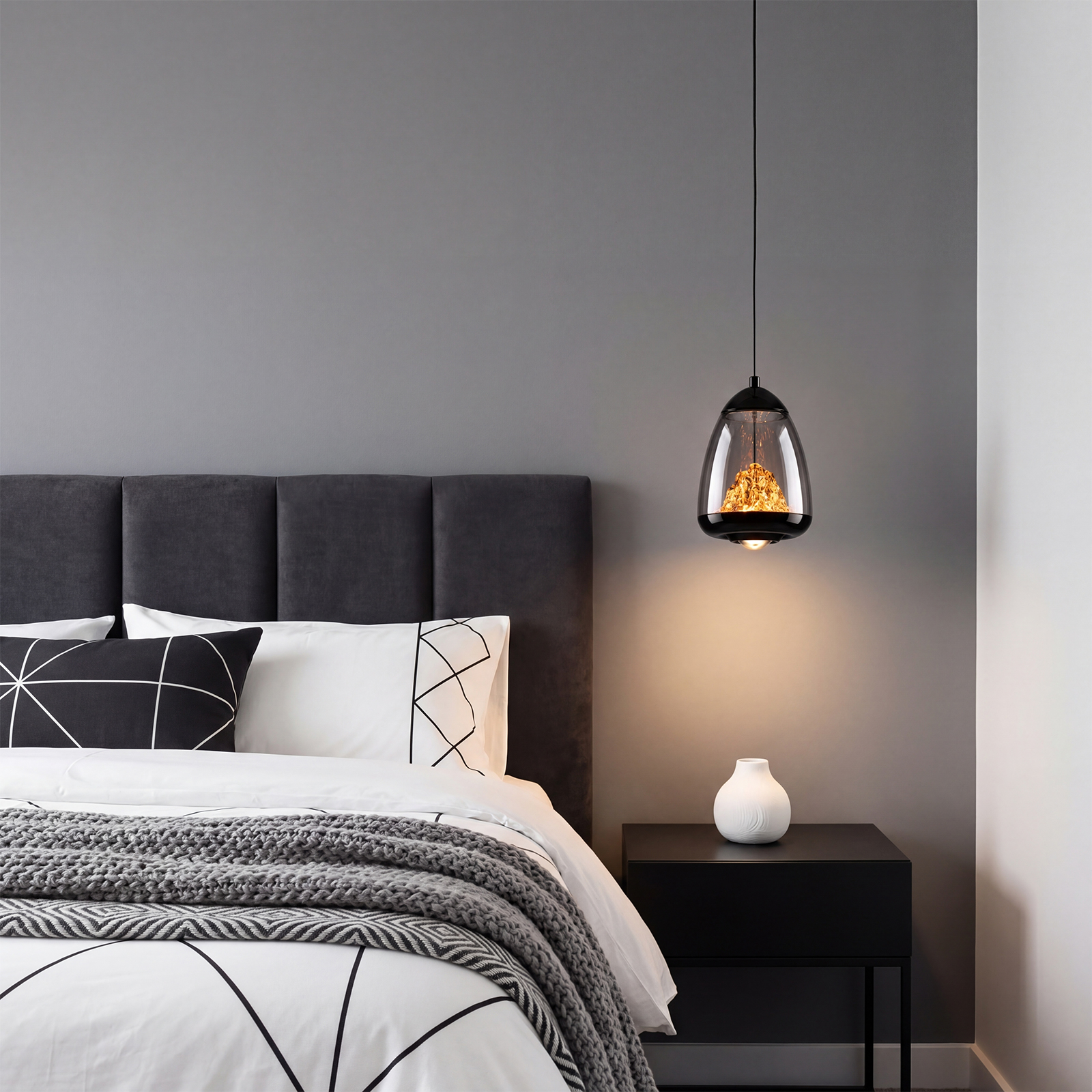 Modern Black Glass Pendant Light for Dining Room