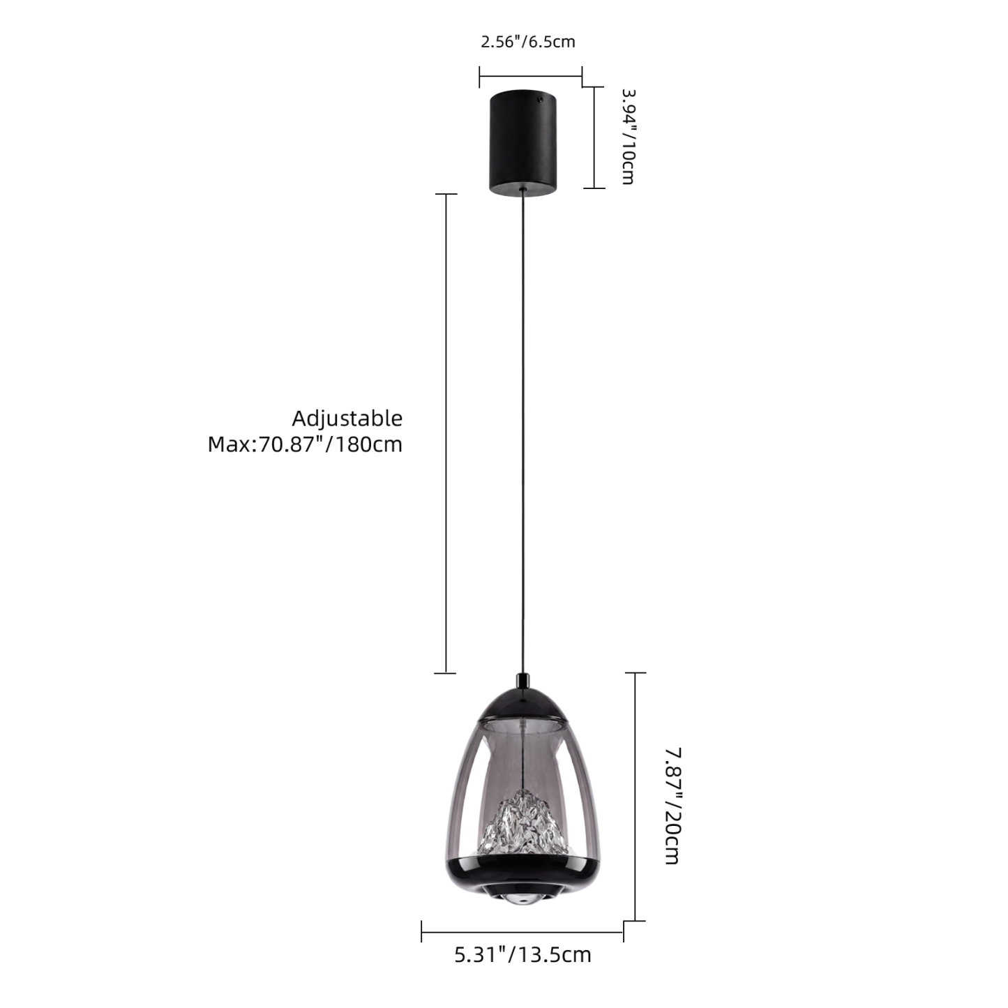 Modern Black Glass Pendant Light for Dining Room