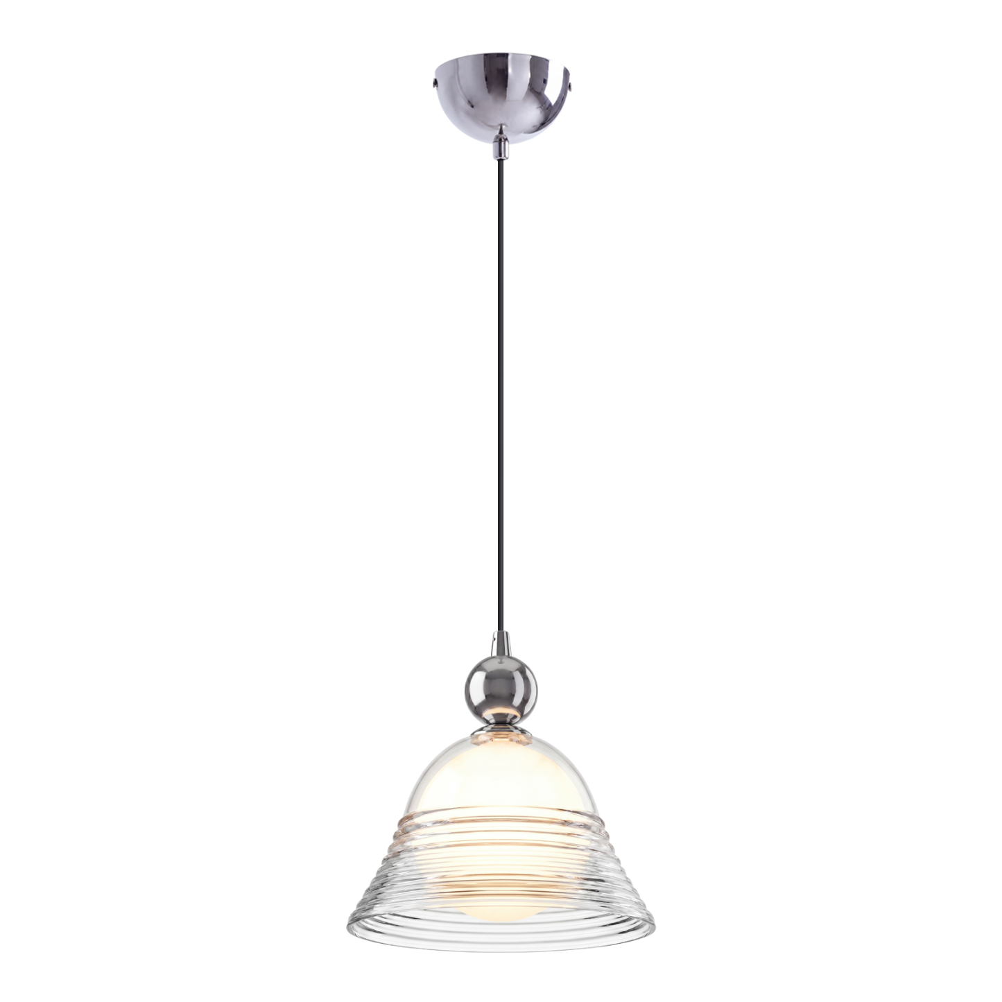 Modern Ribbed Glass LED Pendant Light for Kitchen Island