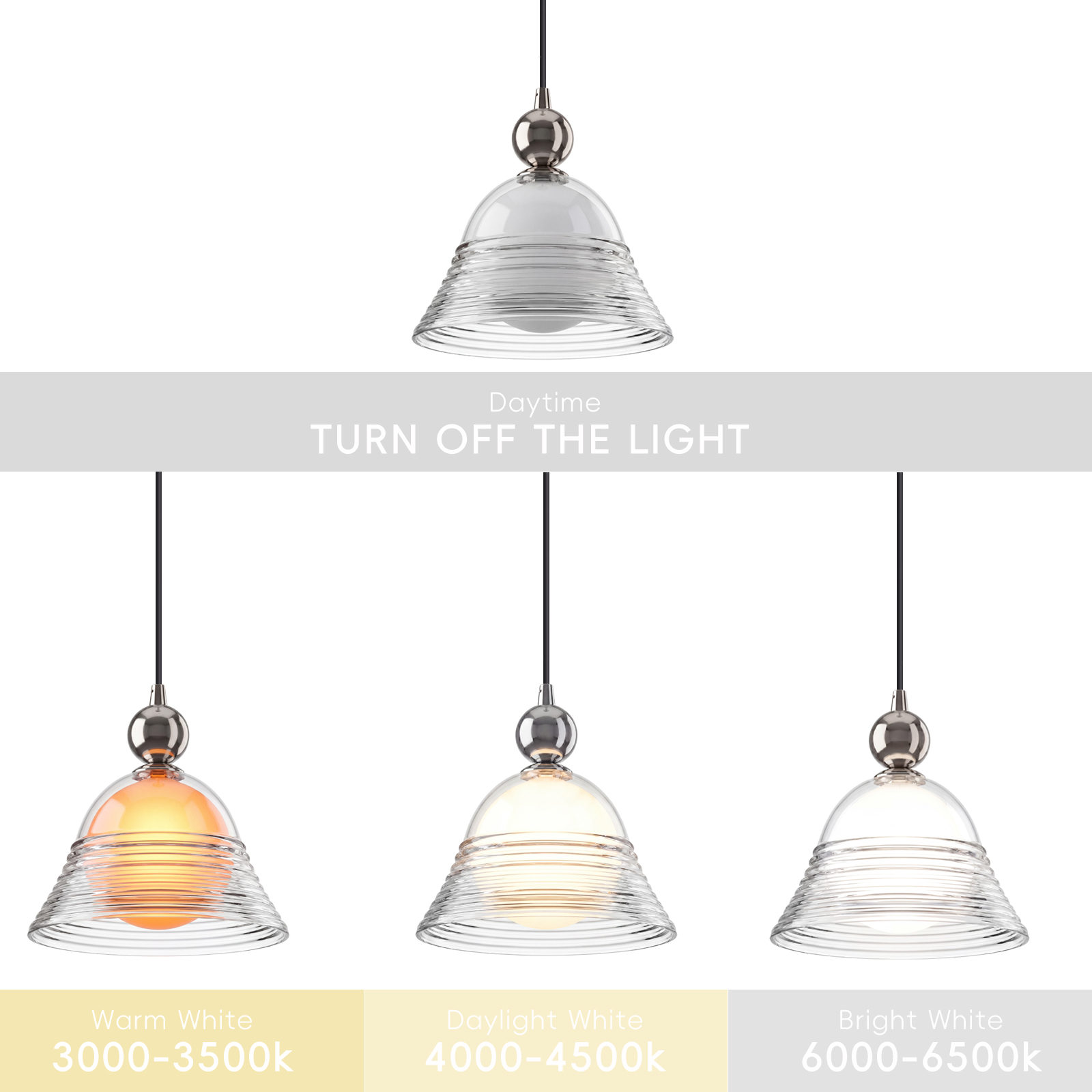 Modern Ribbed Glass LED Pendant Light for Kitchen Island