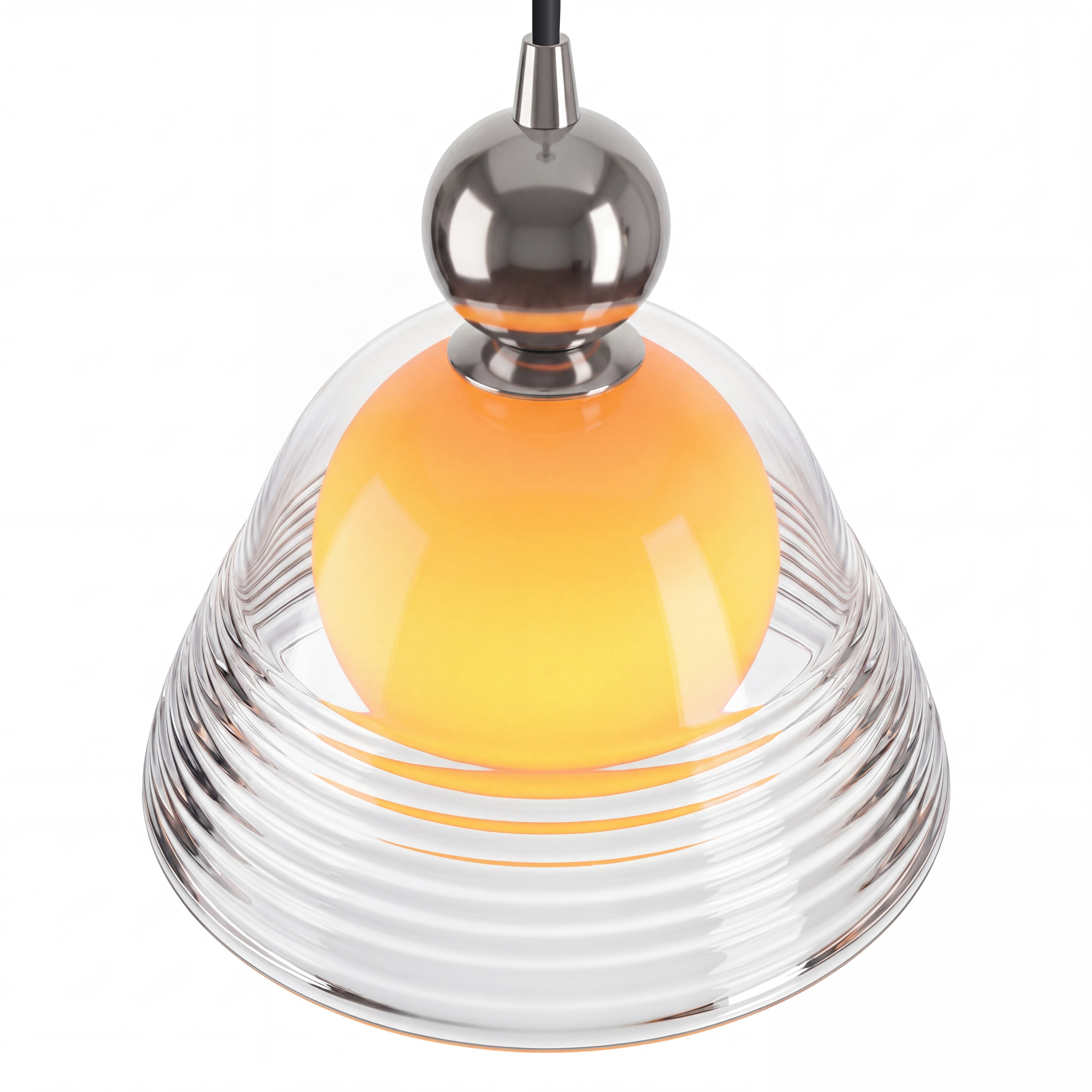 Modern Ribbed Glass LED Pendant Light for Kitchen Island