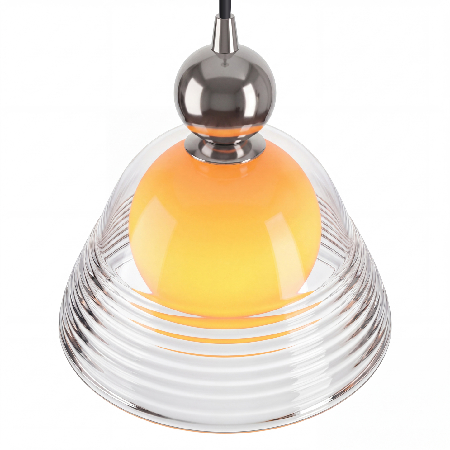 Modern Ribbed Glass LED Pendant Light for Kitchen Island