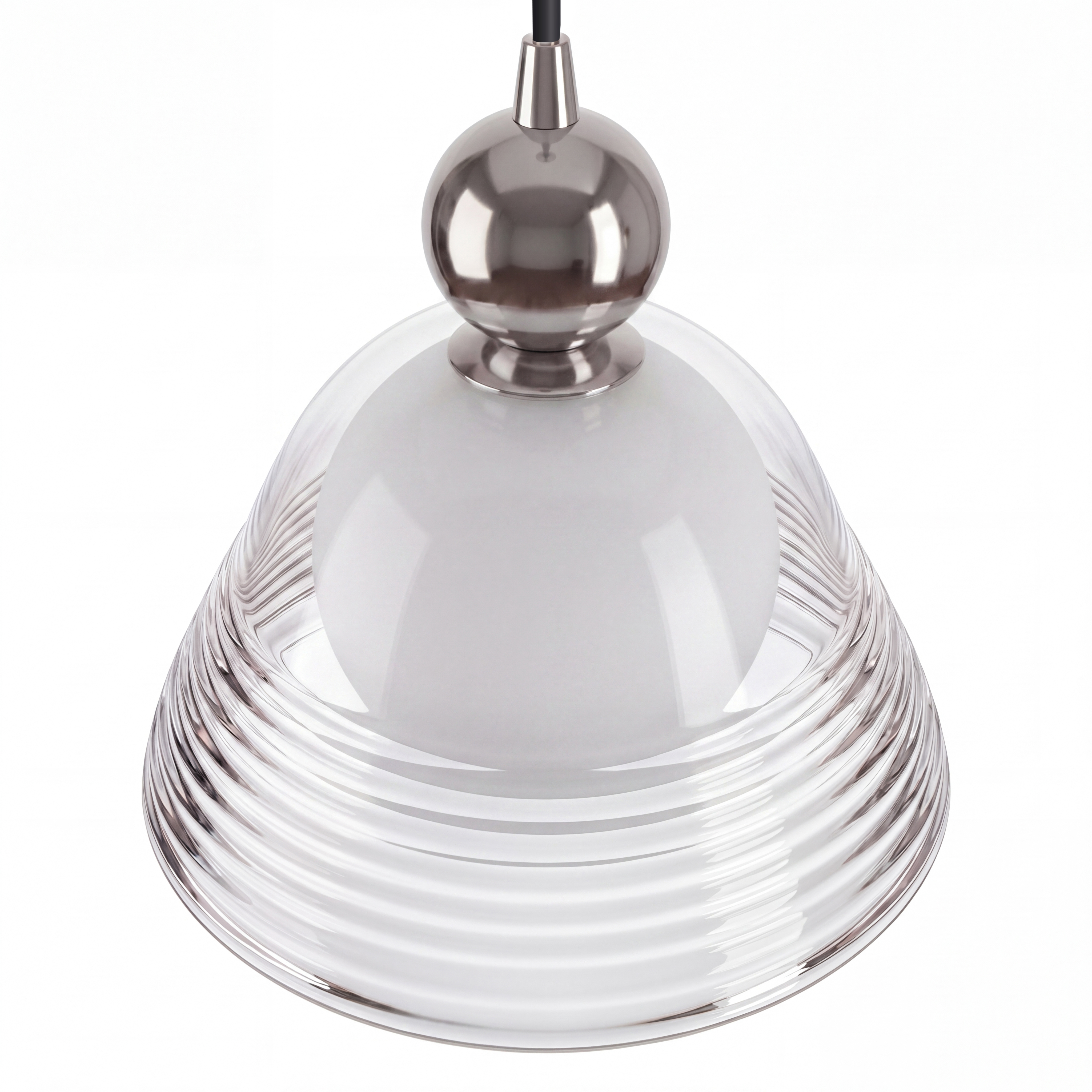 Modern Ribbed Glass LED Pendant Light for Kitchen Island
