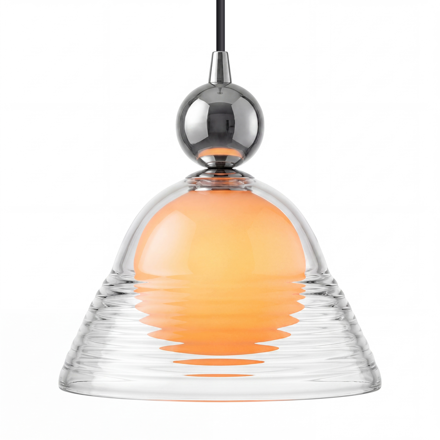 Modern Ribbed Glass LED Pendant Light for Kitchen Island