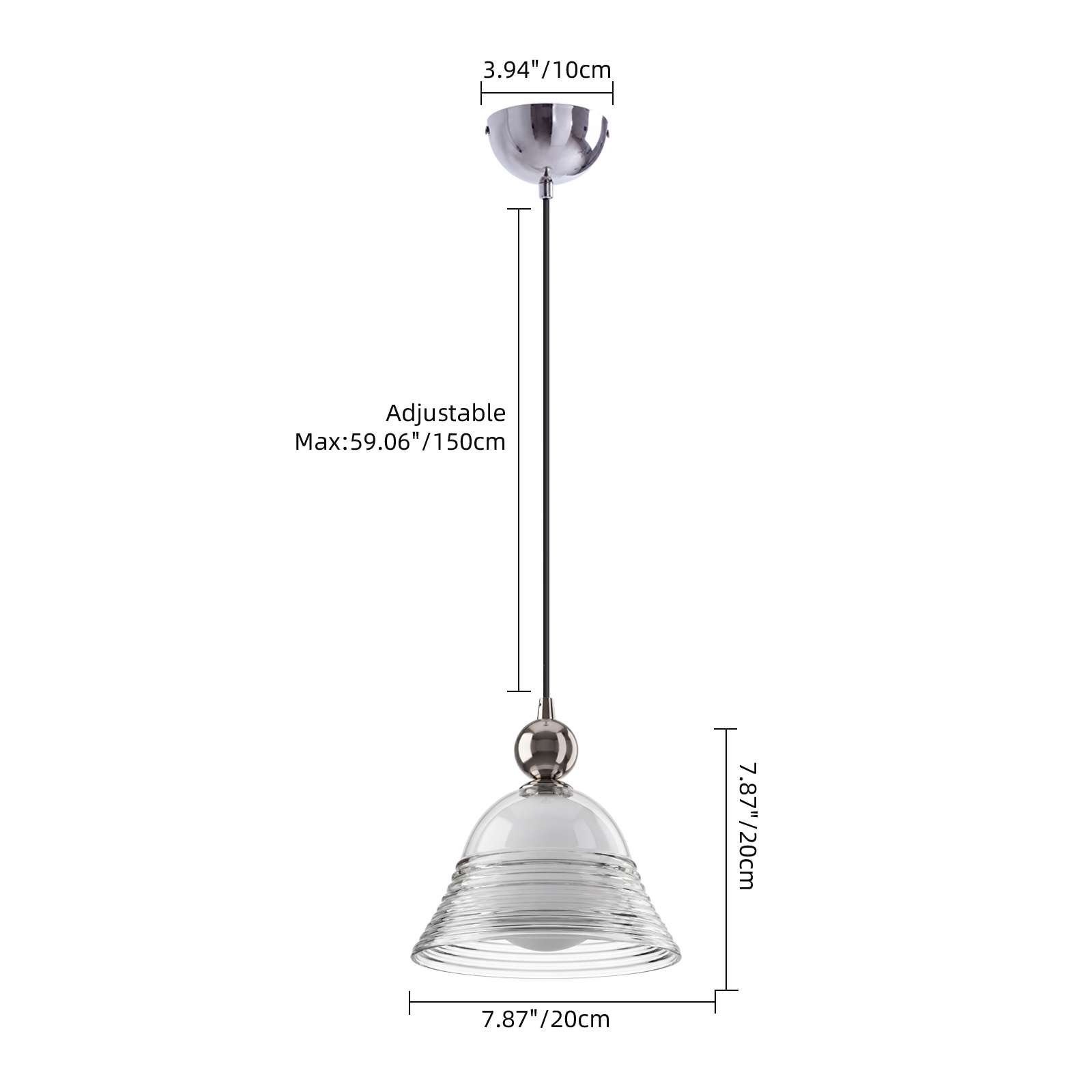 Modern Ribbed Glass LED Pendant Light for Kitchen Island