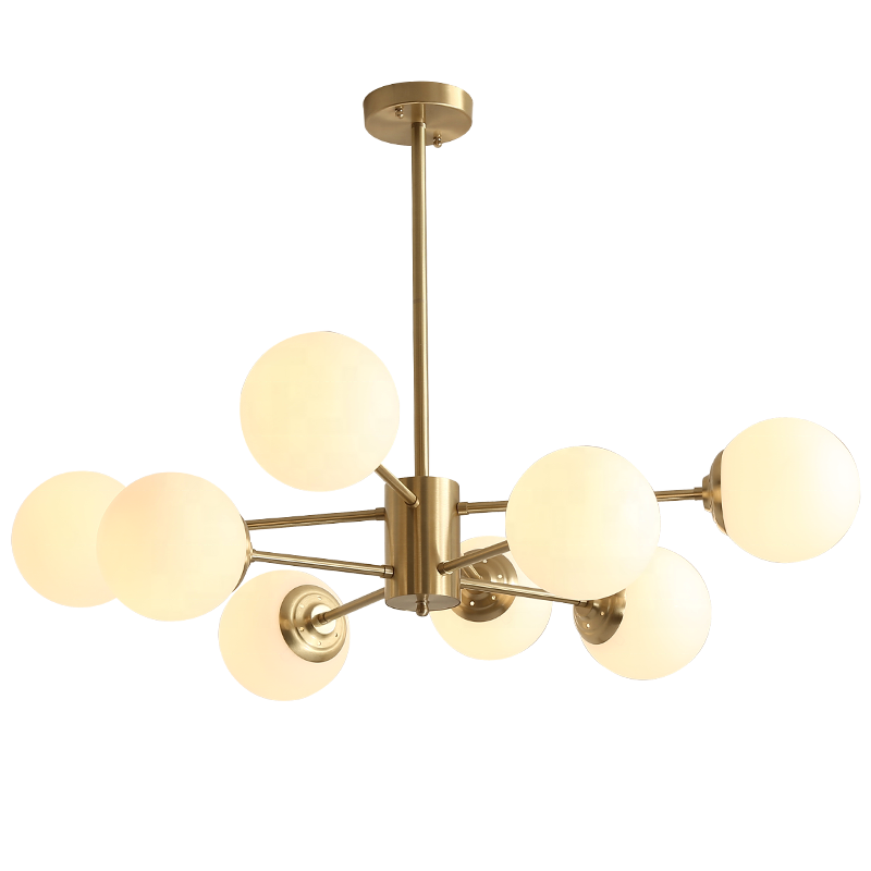 Nordic Copper Living Room Sputnik Pendant Lights Modern Luxury Creative Spherical Glass Chandelier -labpiecesign
