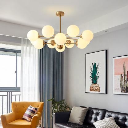Nordic Copper Living Room Sputnik Pendant Lights Modern Luxury Creative Spherical Glass Chandelier -labpiecesign