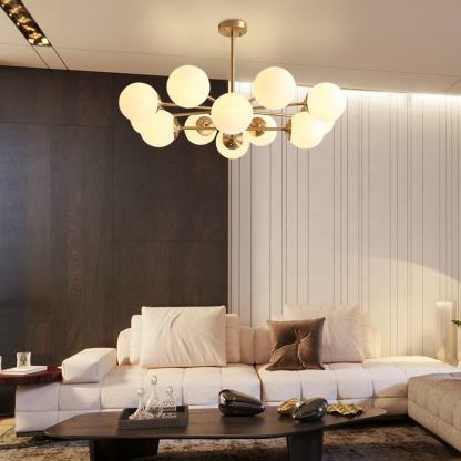 Nordic Copper Living Room Sputnik Pendant Lights Modern Luxury Creative Spherical Glass Chandelier -labpiecesign