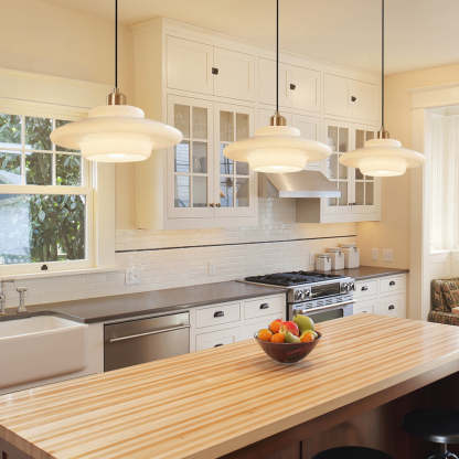 Mid Century Art Milk White Glass Pendant Light-labpiecesign