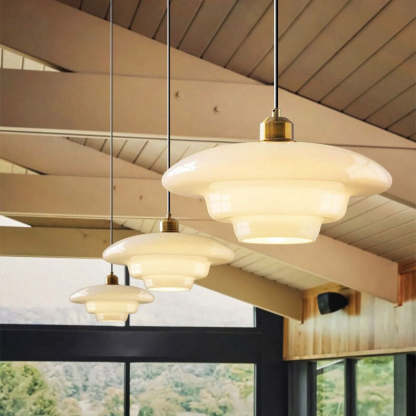 Mid Century Art Milk White Glass Pendant Light-labpiecesign