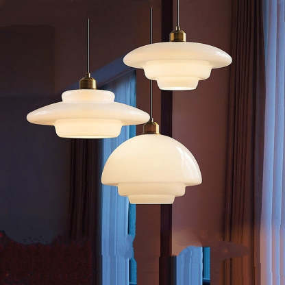 Mid Century Art Milk White Glass Pendant Light-labpiecesign