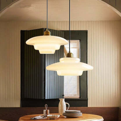 Mid Century Art Milk White Glass Pendant Light-labpiecesign