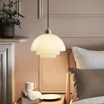 Mid Century Art Milk White Glass Pendant Light-labpiecesign