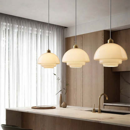 Mid Century Art Milk White Glass Pendant Light-labpiecesign