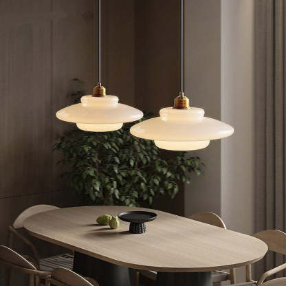 Mid Century Art Milk White Glass Pendant Light-labpiecesign