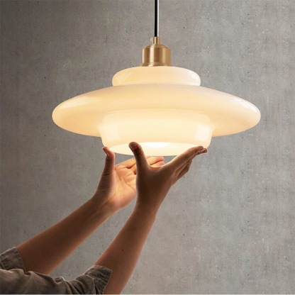 Mid Century Art Milk White Glass Pendant Light-labpiecesign