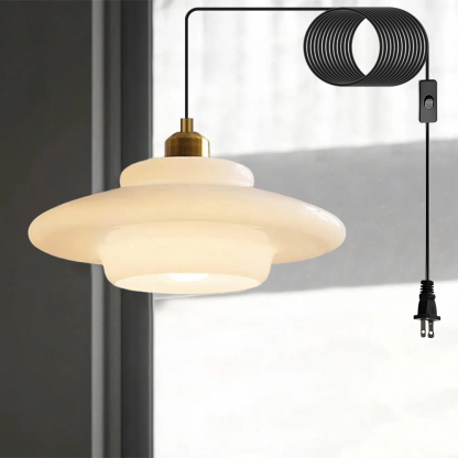 Mid Century Art Milk White Glass Pendant Light-labpiecesign