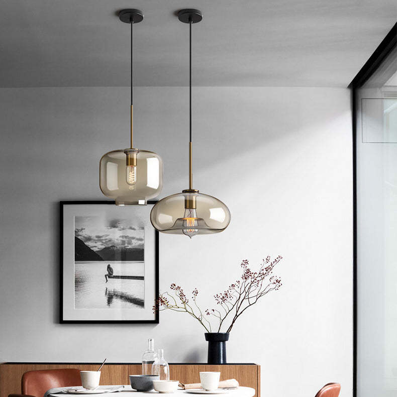Millow Glass Shade Brass Fitting Pendant Light-labpiecesign