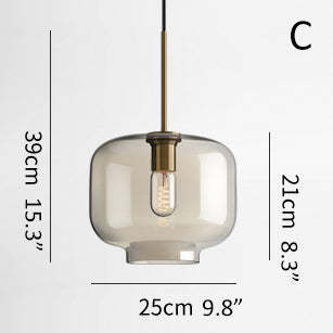 Millow Glass Shade Brass Fitting Pendant Light-labpiecesign
