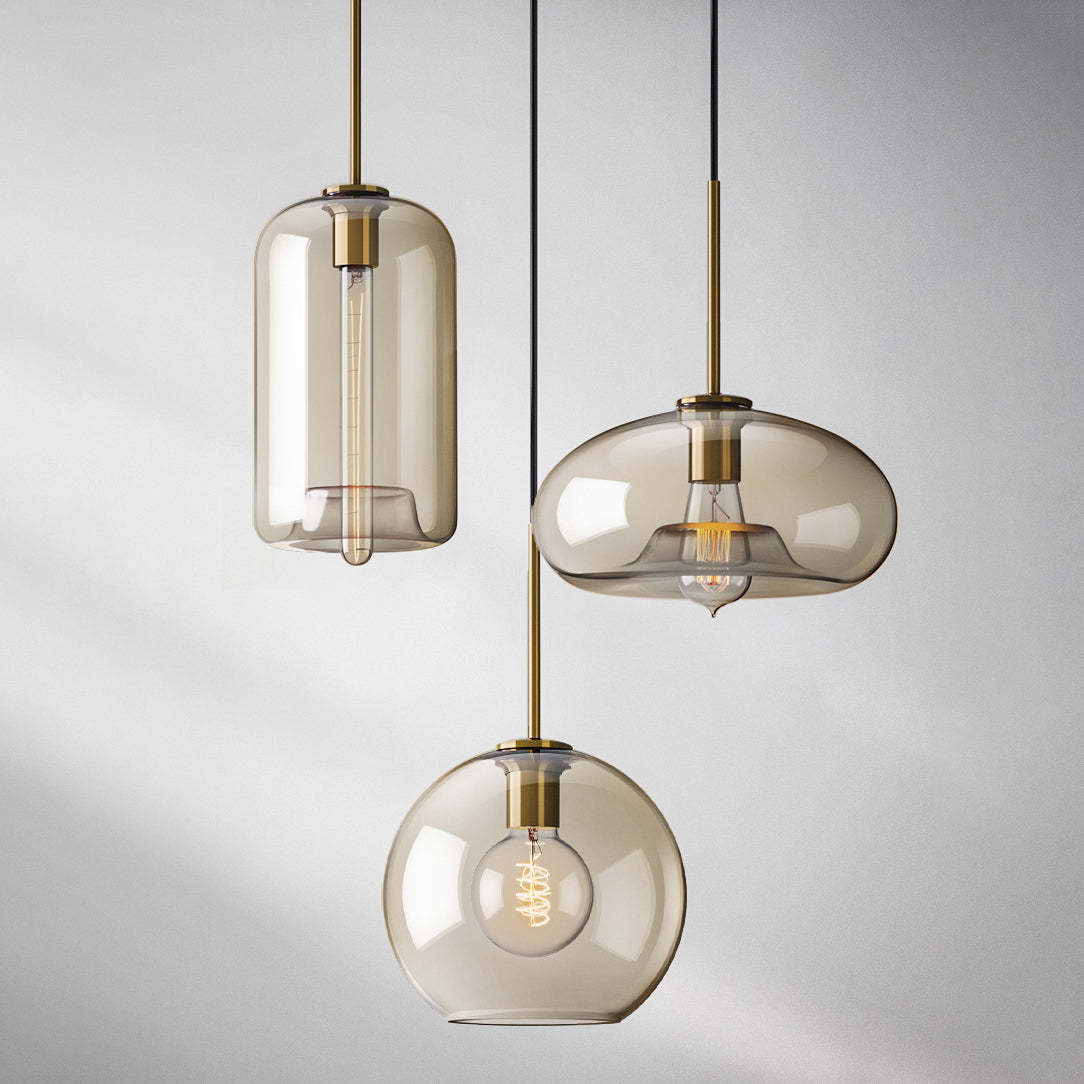 Millow Glass Shade Brass Fitting Pendant Light-labpiecesign