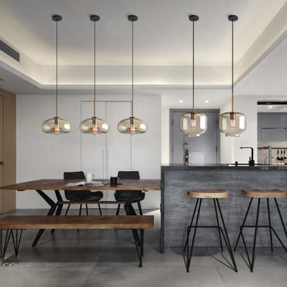 Millow Glass Shade Brass Fitting Pendant Light-labpiecesign
