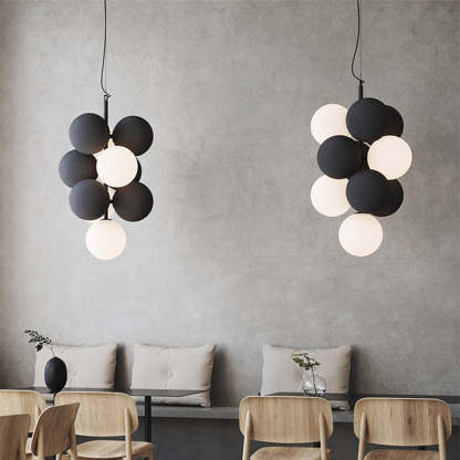 Flannel Ball Modern Chandelier Opal Glass Light-labpiecesign