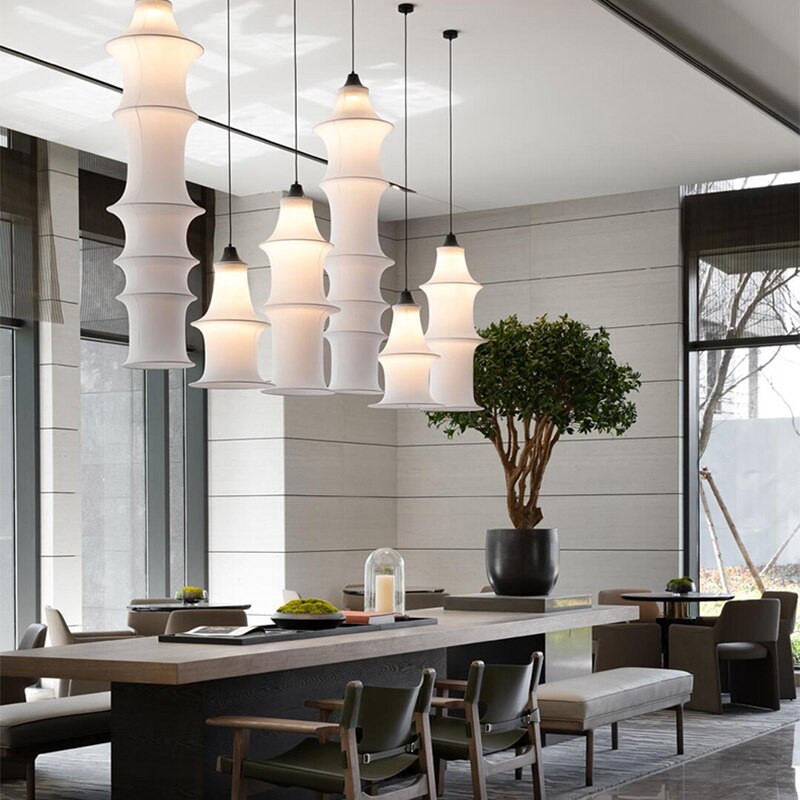 Simple Bamboo Second-hand Fabric white color chandelier-labpiecesign