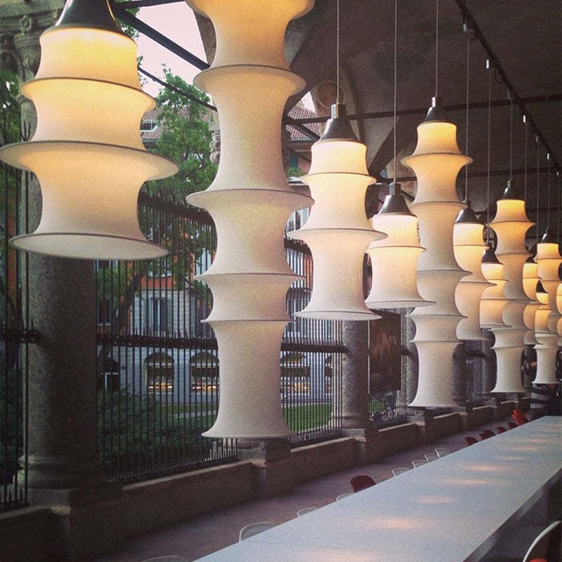 Simple Bamboo Second-hand Fabric white color chandelier-labpiecesign