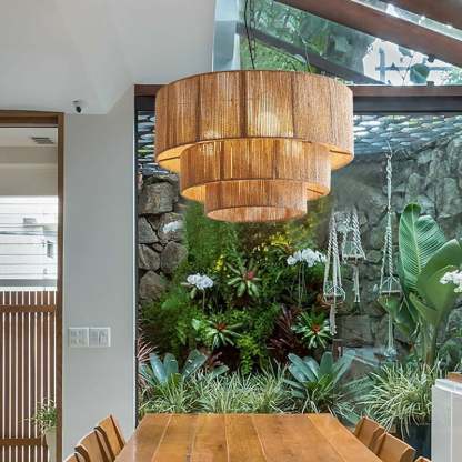 3-Tier Hemp Rope Round Handmade Weave Lantern Woven Pendant Light-labpiecesign