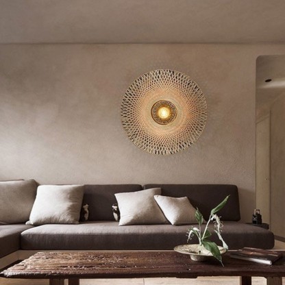 Wabi-sabi style bedside aisle decorative lamp modern retro bamboo wall light