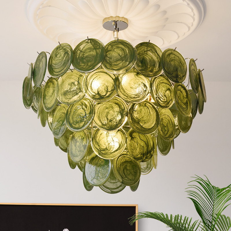 Green Iridescent Murano Chandelier