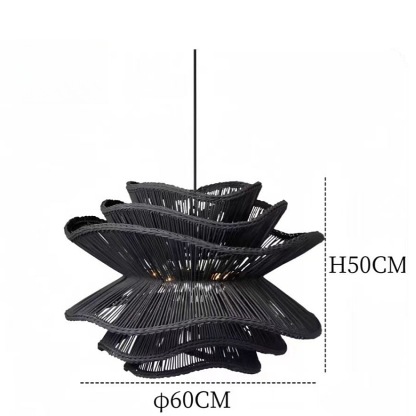 Vietnam Flower Rattan Pendant Light, Wicker Lampshade Chandelier, Bamboo Light Fixture Kitchen Dining Living Room, Woven Lantern Vintage