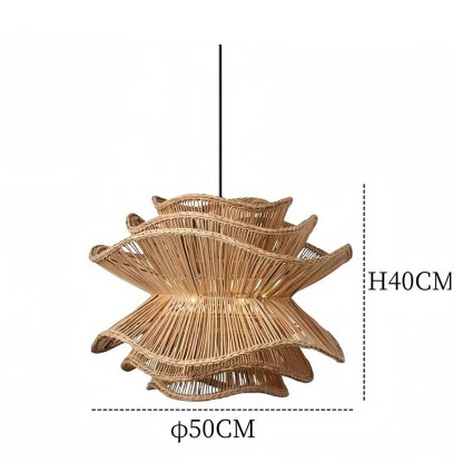 Vietnam Flower Rattan Pendant Light, Wicker Lampshade Chandelier, Bamboo Light Fixture Kitchen Dining Living Room, Woven Lantern Vintage