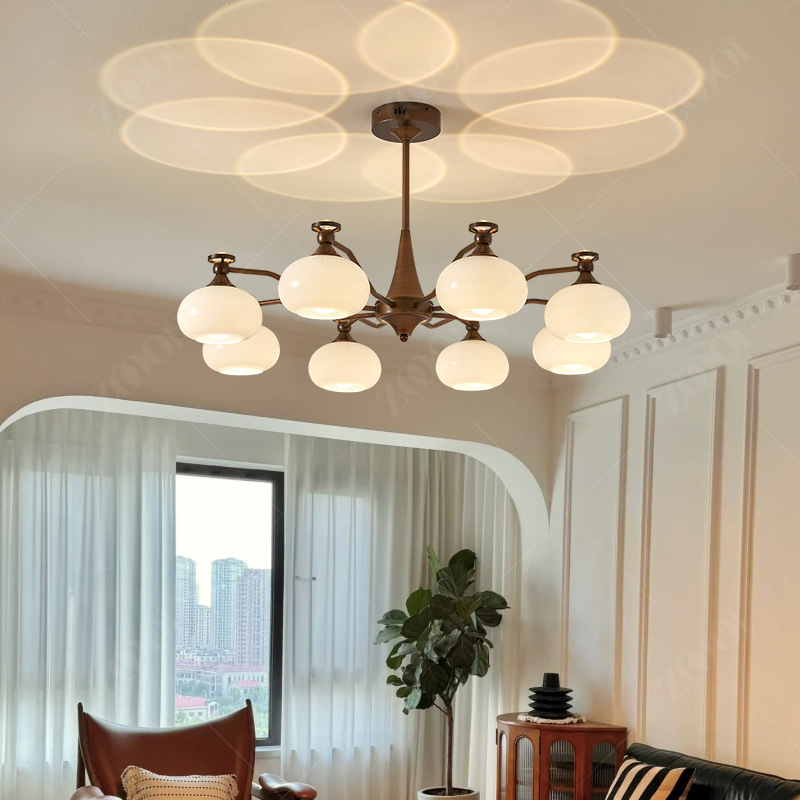 Medieval French retro style Milky white glass chandelier