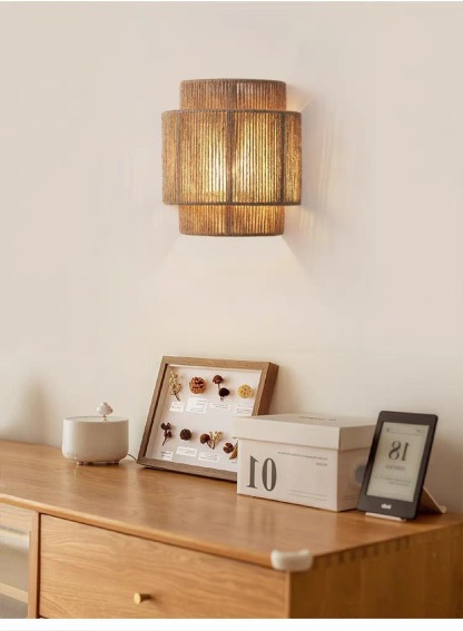 Japanese-style wall lamp Wabi-sabi style retro hemp rope wall lamp