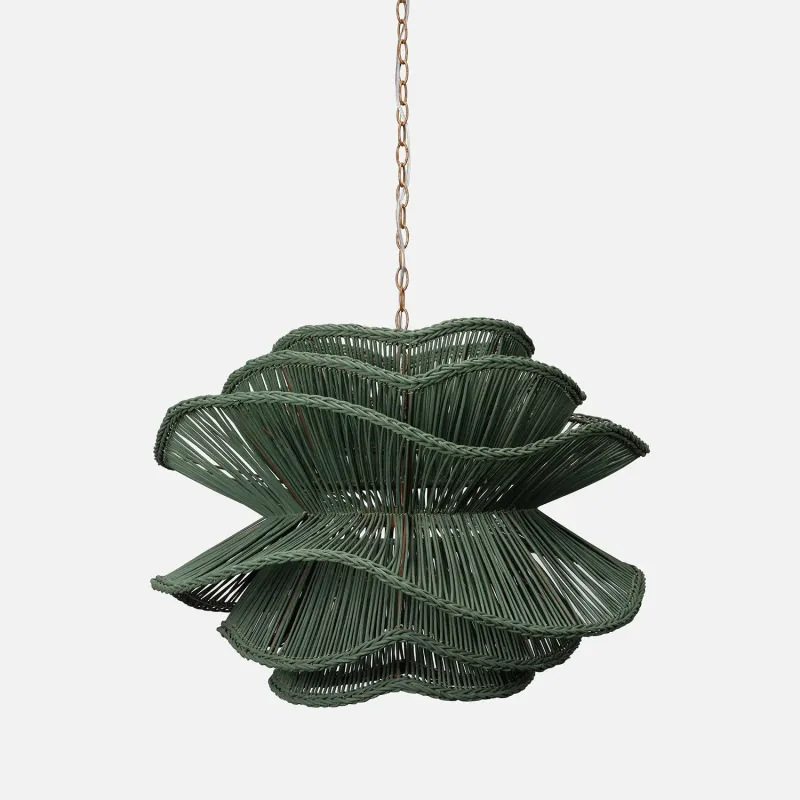 Vietnam Flower Rattan Pendant Light, Wicker Lampshade Chandelier, Bamboo Light Fixture Kitchen Dining Living Room, Woven Lantern Vintage