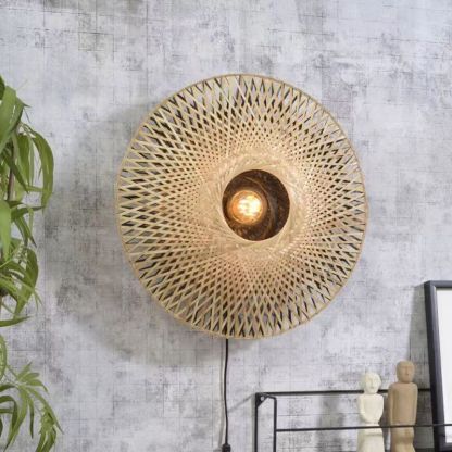 Wabi-sabi style bedside aisle decorative lamp modern retro bamboo wall light