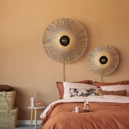 Wabi-sabi style bedside aisle decorative lamp modern retro bamboo wall light