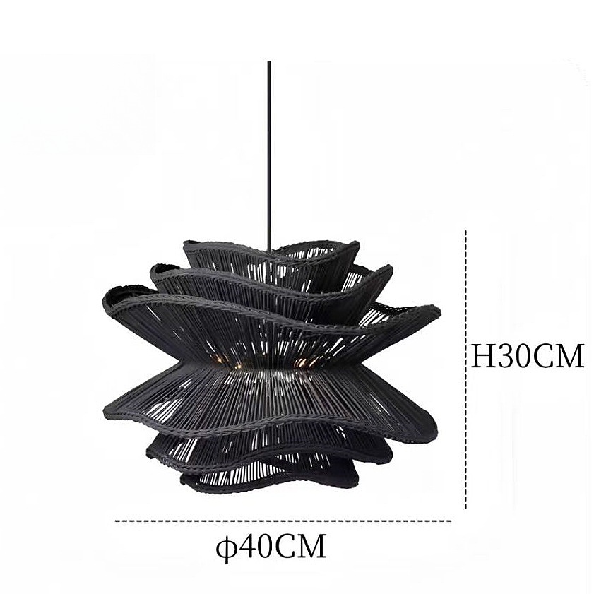 Vietnam Flower Rattan Pendant Light, Wicker Lampshade Chandelier, Bamboo Light Fixture Kitchen Dining Living Room, Woven Lantern Vintage