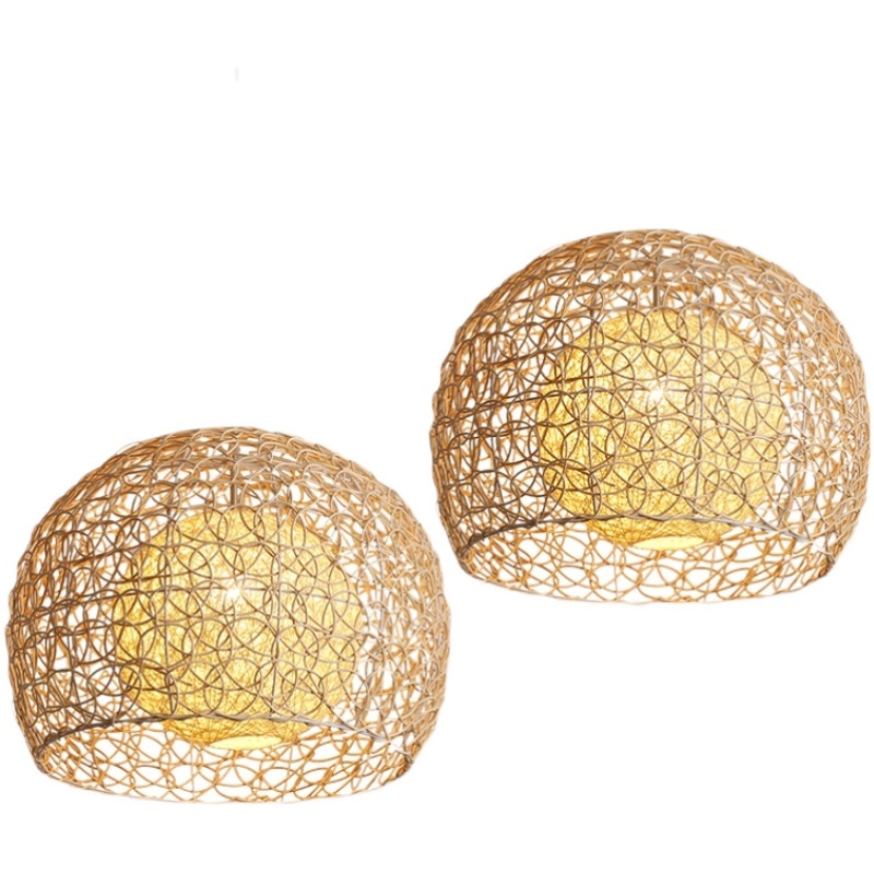 Pastoral rattan lamp bedroom living room hemp ball pendant light-labpiecesign