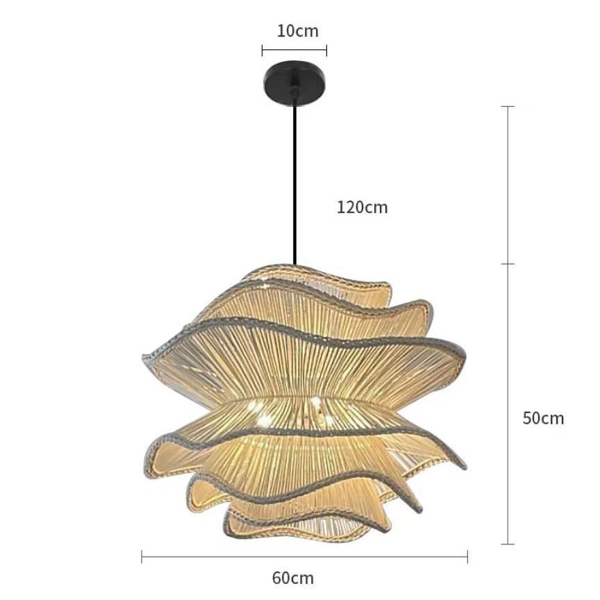 Vietnam Flower Rattan Pendant Light, Wicker Lampshade Chandelier, Bamboo Light Fixture Kitchen Dining Living Room, Woven Lantern Vintage
