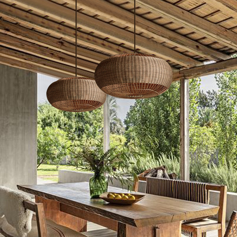 Rattan chandelier retro Japanese style wabi-sabi style bamboo pendant light-labpiecesign