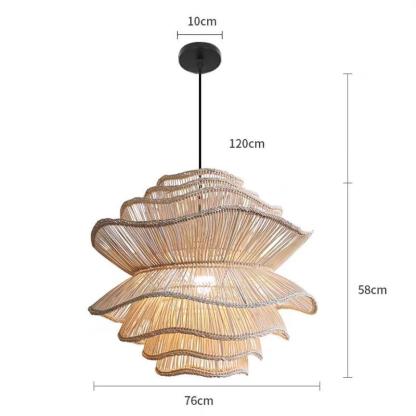 Vietnam Flower Rattan Pendant Light, Wicker Lampshade Chandelier, Bamboo Light Fixture Kitchen Dining Living Room, Woven Lantern Vintage