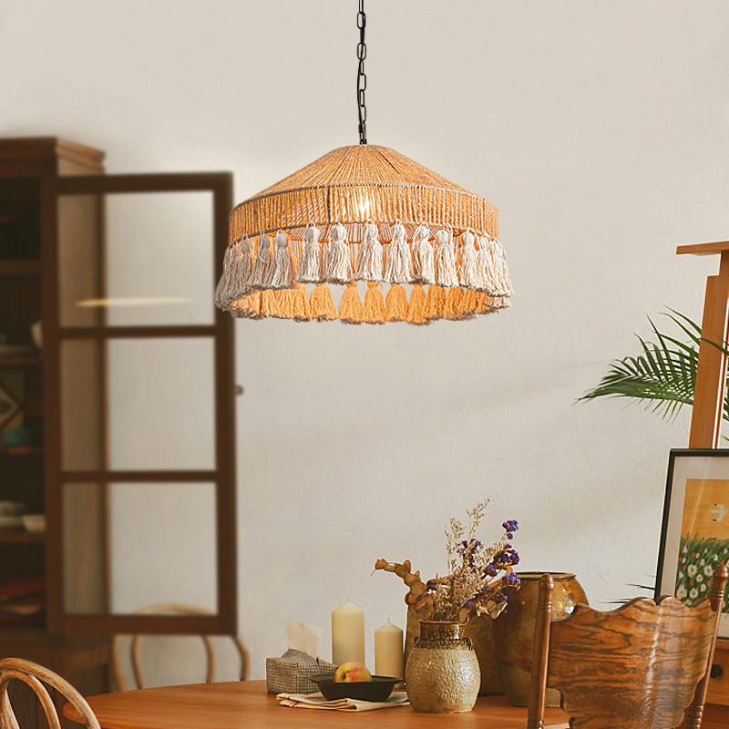 Boho rope-wrapped tasseled chandelier-labpiecesign